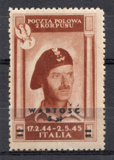 1946 Polish 2nd Corps Issue Field Post Overprint 5 Zl