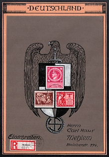 1944 'German Military Cover', Rare Propaganda Private Cover on Cardboard, Third Reich Nazi Cover