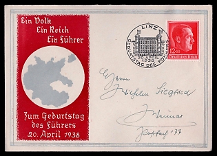 1938 'One People One Reich One Leader. For the Leader's Birthday, April 20th', Third Reich Nazi Propaganda Cover