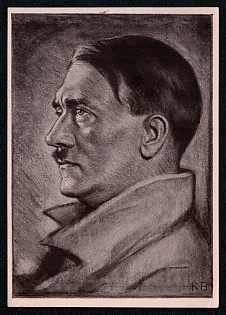 1933-1945 'Reich Chancellor Adolf Hitler. Rach Original Drawing by Prof. Karl Bauer', Hitler, Third Reich Nazi Propaganda Postcard
