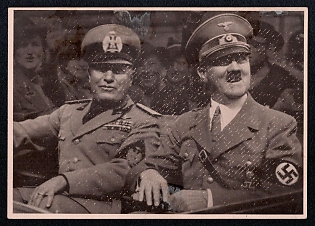 1941 '"Men of the Time" the Leader and Duce', Hitler and Personalities, Third Reich Nazi Propaganda Postcard