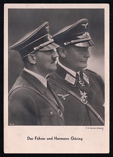 1933-1945 'The Fuhrer and Hermann Goring', Hitler and Personalities, Third Reich Nazi Propaganda Postcard