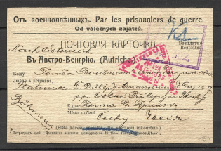 "1916 Prisoner of War Card, ""Nauchnoe Delo"" Printing House, Czech Language, Censorship 302"