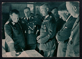 1933-1945 'The Supreme Commander of the Wehrmacht Discusses the Operational Plan with Reichsmarschall Goring and Field Marshal Keitel', Hitler and People, Third Reich Nazi Propaganda Postcard