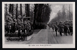 1937 'Parade in Front of the Fuhrer', Hitler and People, Third Reich Nazi Propaganda Postcard