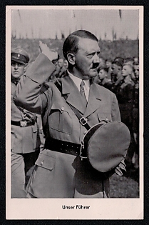 1939 'Our Leader', Hitler and People, Third Reich Nazi Propaganda Postcard