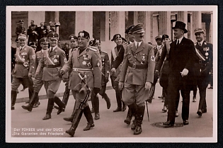 1933-1945 'The Fuhrer and the Duce the Guarantors of Peace', Hitler and People, Third Reich Nazi Propaganda Postcard