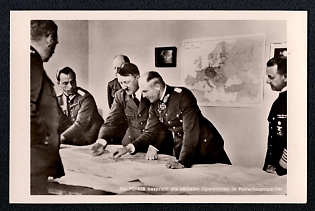 1933-1945 'The Fuhrer Discusses the Next Operations at the Fuhrer's Headquarters', Hitler and People, Third Reich Nazi Propaganda Postcard
