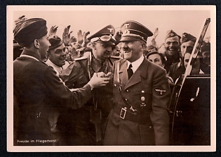 1940 'Joy at the Air Base', Hitler and People, Third Reich Nazi Propaganda Postcard