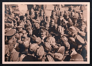 1933-1945 'Soldier Among Soldiers', Hitler and People, Third Reich Nazi Propaganda Postcard