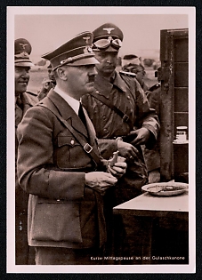 1941 'Short Lunch Break at the Goulash Cannon', Hitler and People, Third Reich Nazi Propaganda Postcard