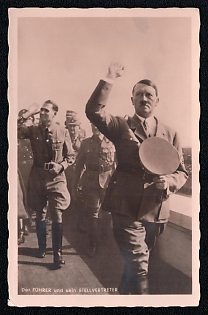 1933-1945 'The Fuhrer and His Deputy', Hitler and People, Third Reich Nazi Propaganda Postcard