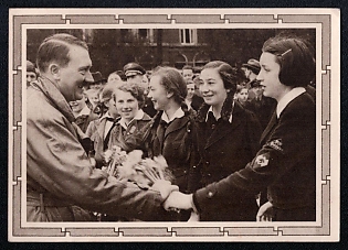 1933-1945 'Adolf Hitler with Children', Hitler and Children, Third Reich Nazi Propaganda Postcard