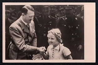 1943 'Adolf Hitler with a Child', Hitler and Children, Third Reich Nazi Propaganda Postcard