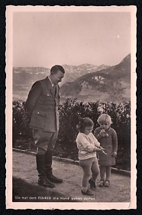 1939 'She Was Allowed to Shake Hands with the Fuhrer', Hitler and Children, Third Reich Nazi Propaganda Postcard