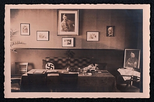 1933 'German Interior', Hitler Commemorative, Third Reich Nazi Propaganda Postcard