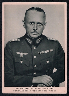 1933-1945 'The High Commander of the Army General Colonel Freiherr Von Fritsch', Famous Nazi Personality Portrait, Third Reich Nazi Propaganda Postcard