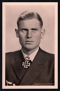 1933-1945 'Lieutenant Commander Schepke', Famous Nazi Personality Portrait, Third Reich Nazi Propaganda Postcard