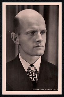 1933-1945 'Lieutenant Captain Wolfgang Lueth', Famous Nazi Personality Portrait, Third Reich Nazi Propaganda Postcard