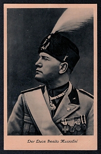 1937 'The Duce Benito Mussolini', Famous Nazi Personality Portrait, Third Reich Nazi Propaganda Postcard