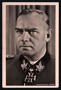 1933-1945 'Lieutenant General Steiner', Famous Nazi Personality Portrait, Third Reich Nazi Propaganda Postcard