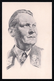 1937 Hermann Goring, Famous Nazi Personality Portrait, Third Reich Nazi Propaganda Postcard