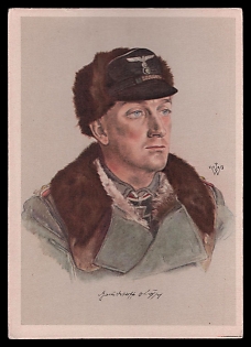 1933-1945 'Captain Hans Detleff Von Coffel Received the Knight's Cross as a First Lieutenant and Company Commander in a Tank Regiment', High Rank Military Personnel Portrait, Third Reich Nazi Propaganda Postcard