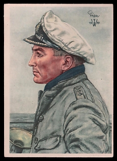1939 'Our Us Boat Weapon Lieutenant Gunther Prien, the Hero of Scapa Flow', High Rank Military Personnel Portrait, Third Reich Nazi Propaganda Postcard