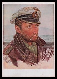 1933-1945 'Our Submarine Weapon Lieutenant Commander Frauenheim, Successful Submarine Commander', High Rank Military Personnel Portrait, Third Reich Nazi Propaganda Postcard