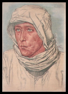 1940 'A Proven Scout Troop Leader in the Westwall Apron in a Snow Camouflage Shirt', High Rank Military Personnel Portrait, Third Reich Nazi Propaganda Postcard