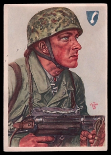 1941 'Our Airborne Troops Sergeant Arpke, Who, with a Raiding Party From Sturmabteilung Koch, Secured an Important Albert Canal Bridge for the Further German Advance', High Rank Military Personnel Portrait, Third Reich Nazi Propaganda Postcard