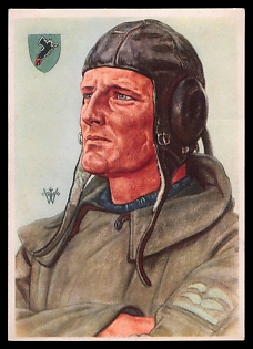 1940 'Stuka Pilot', High Rank Military Personnel Portrait, Third Reich Nazi Propaganda Postcard