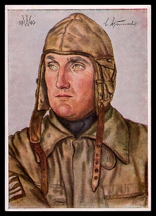 1940 'Our Luftwaffe Lieutenant Colonel Schumacher, Commodore of a Fighter Squadron', High Rank Military Personnel Portrait, Third Reich Nazi Propaganda Postcard