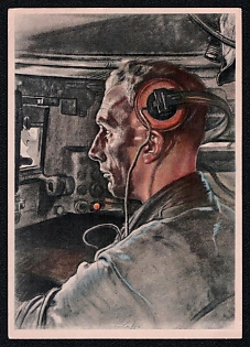 1933-1945 'The Tank Driver is the Example of Selfless Loyalty to Duty', High Rank Military Personnel Portrait, Third Reich Nazi Propaganda Postcard