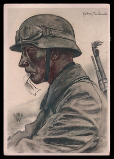 1940 'Motorcycle Dispatcher of a Tank Advance Division', High Rank Military Personnel Portrait, Third Reich Nazi Propaganda Postcard