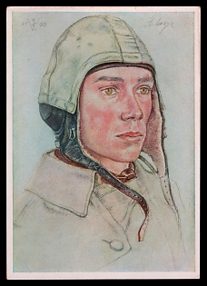 1940 'Our Air Force in Non-Commissioned Officer, Who as a Fighter Pilot Alone Shot Down an Enemy from a Group of 30 English Aircraft', High Rank Military Personnel Portrait, Third Reich Nazi Propaganda Postcard