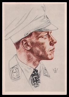 1933-1945 'Major Wick Commodore of a Fighter Squadron', High Rank Military Personnel Portrait, Third Reich Nazi Propaganda Postcard