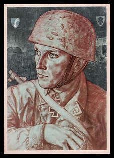 1933-1945 'Our Airborne Troops Captain Wizig Took the Strong Belgian Fort Eben Emael in a Bold Move and Held it Until the Infantry Arrived', High Rank Military Personnel Portrait, Third Reich Nazi Propaganda Postcard