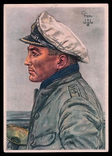 1940 'Lieutenant Prien, Leader of One of the Most Successful Submarines, the Winner of Scapa Flow', High Rank Military Personnel Portrait, Third Reich Nazi Propaganda Postcard