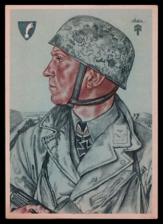 1933-1945 'Our Airborne Troops Captain Delica Played a Key Role in the Capture of the Belgian Fort Eben-Emael', High Rank Military Personnel Portrait, Third Reich Nazi Propaganda Postcard