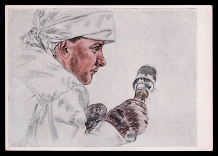 1941 'Men of the Western Front Successful Scout Troop Leader in Snow Camouflage Shirt', High Rank Military Personnel Portrait, Third Reich Nazi Propaganda Postcard