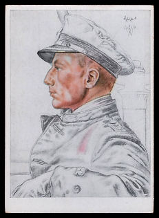 1933-1945 'Our Submarine Weapon Watch Officer on a Submarine', High Rank Military Personnel Portrait, Third Reich Nazi Propaganda Postcard