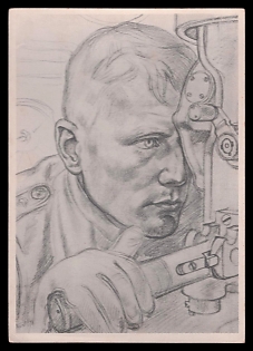 1941 'Our Submarine Weapon Lieutenant Schuhart, Who Was the First to Sink an English Capital Ship, on the Periscope of His Submarine', High Rank Military Personnel Portrait, Third Reich Nazi Propaganda Postcard