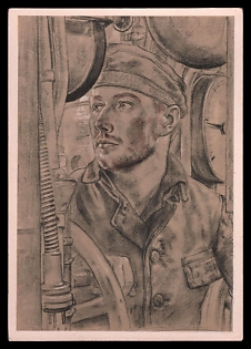 1942 'Our Submarine Weapon Helmsman on a Submarine', High Rank Military Personnel Portrait, Third Reich Nazi Propaganda Postcard
