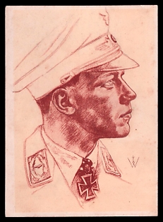 1942 'Major Wick Commodore of a Fighter Squadron', High Rank Military Personnel Portrait, Third Reich Nazi Propaganda Postcard