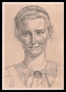 1933-1945 'German Blood Nobility All Over the World German Sports Teacher from Bessarabia', Woman Portrait, Third Reich Nazi Propaganda Postcard