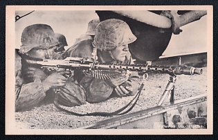 1933-1945 'Waffen Ss Machine Gunners', Infantry Wehrmacht Army Military, Third Reich Nazi Propaganda Postcard
