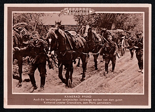 1933-1945 'Comrade Horse Even the Notorious Soviet Sand Paths are Mastered by Our Grenadiers' Good Comrade, the Horse', Infantry Wehrmacht Army Military, Third Reich Nazi Propaganda Postcard