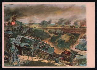 1933-1945 'Artillery Motor. In Battle After', Infantry Wehrmacht Army Military, Third Reich Nazi Propaganda Postcard