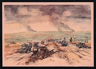 1933-1945 'Soviet Road Near Shilkowo War Correspondent: Hensel', Infantry Wehrmacht Army Military, Third Reich Nazi Propaganda Postcard